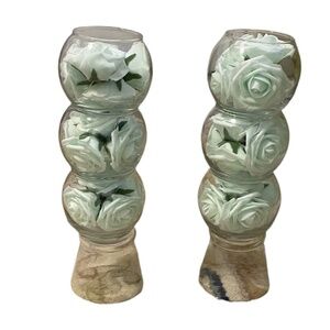 NWOT Custom‎ Artificial Rose Flower Vase/Candle Holder